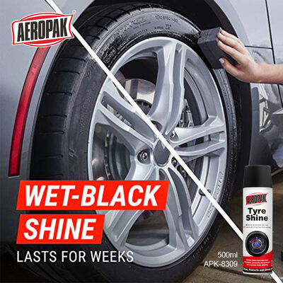 Aeropak 500ml Aerosol Customized Car Care Tire Brightener & Shine Wax Blackening Spray Model APK-8309 3-Year Expiration