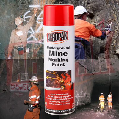 AEROPAK Underground Mine Marking Aerosol Spray Paint Quick Drying All Animals Long Lasting Non-flammable Non-clogging